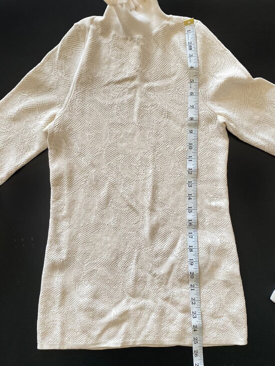 Sportmax Lace Knit Ruffle Turtleneck Mock Neck Sweater Cream Size M - Picture 4 of 8